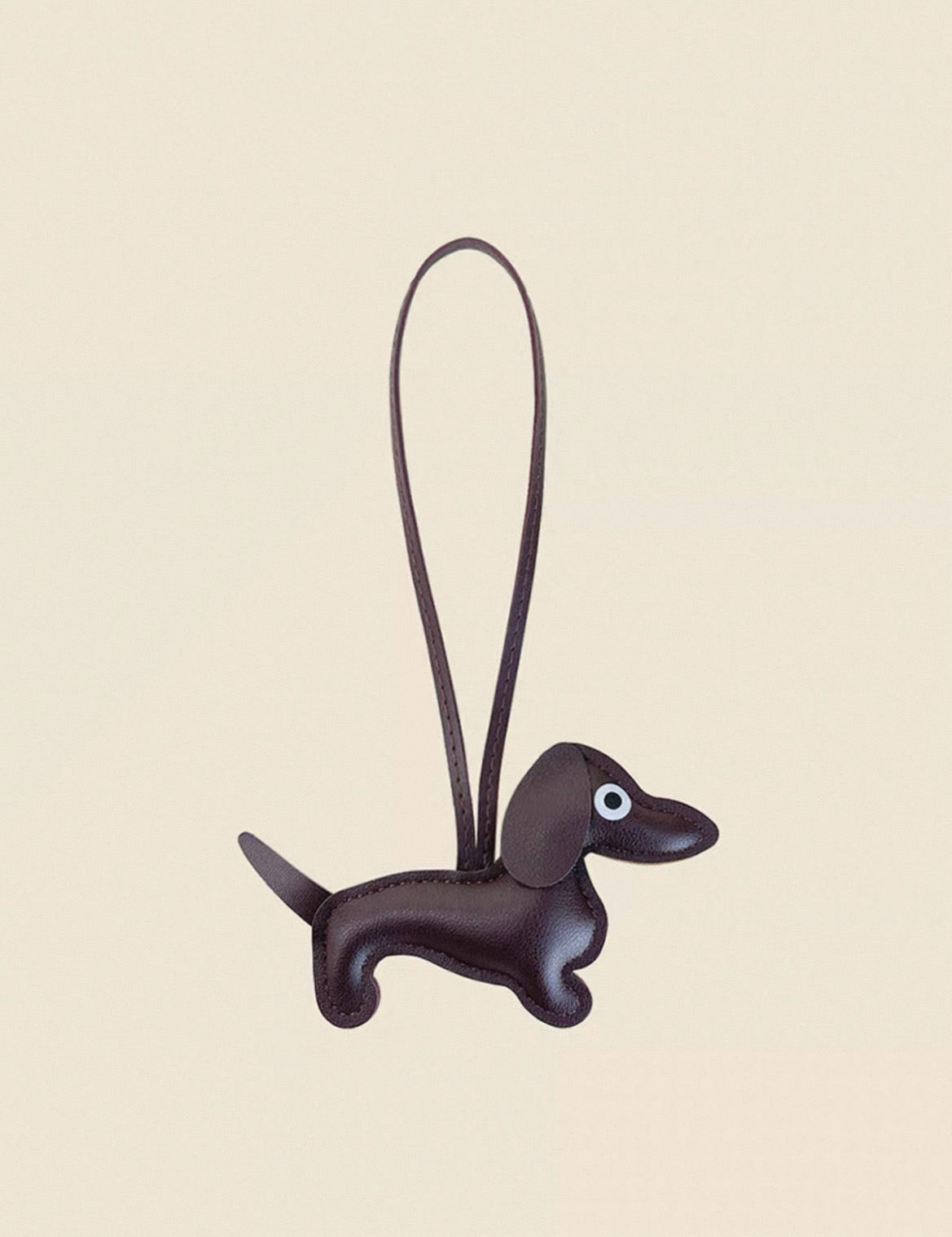 Sculpted Dachshund Bag Charm - Brown
