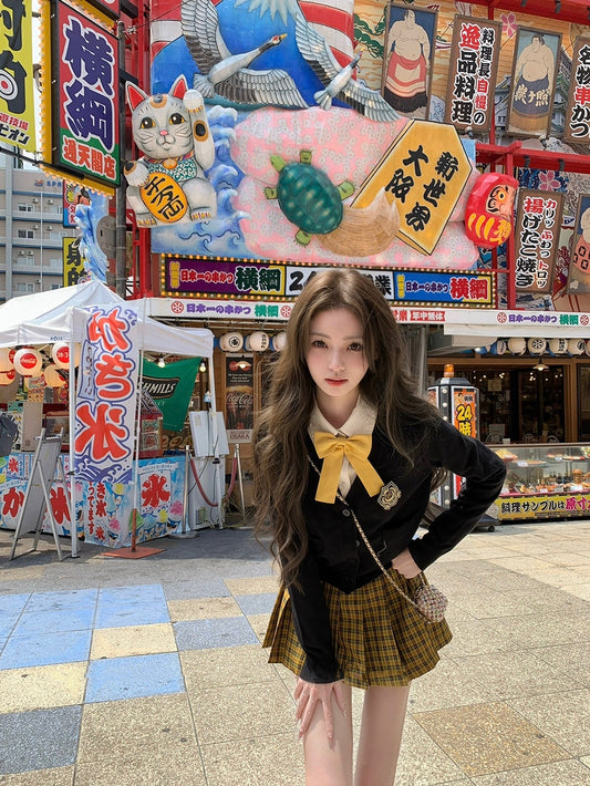 东京女大 JK学院风开衫衬衫半裙套装 Tokyo Women’s University JK Academy-Style Cardigan, Shirt, and Skirt Set