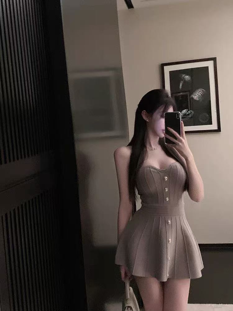 贵族少女 抹胸排扣性感连衣裙 Aristocratic Girl Strapless Button-Up Sexy Dress