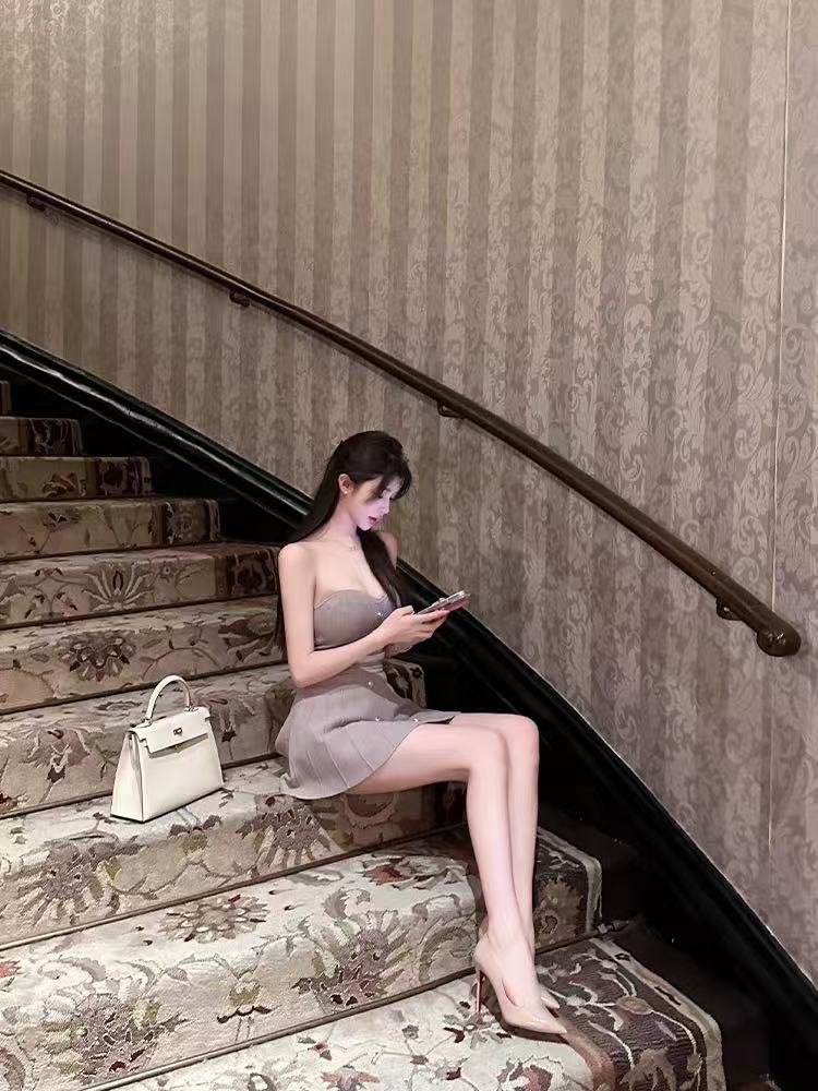 贵族少女 抹胸排扣性感连衣裙 Aristocratic Girl Strapless Button-Up Sexy Dress