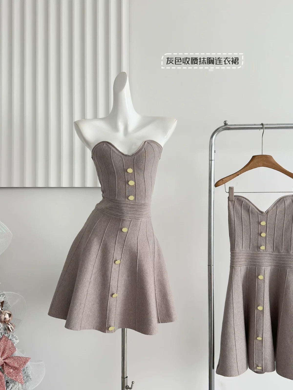 贵族少女 抹胸排扣性感连衣裙 Aristocratic Girl Strapless Button-Up Sexy Dress