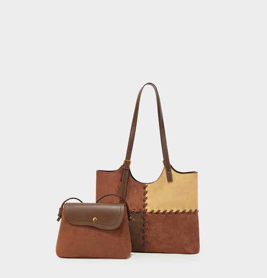 Twilight Patchwork Large-Capacity Commuter Tote Bag