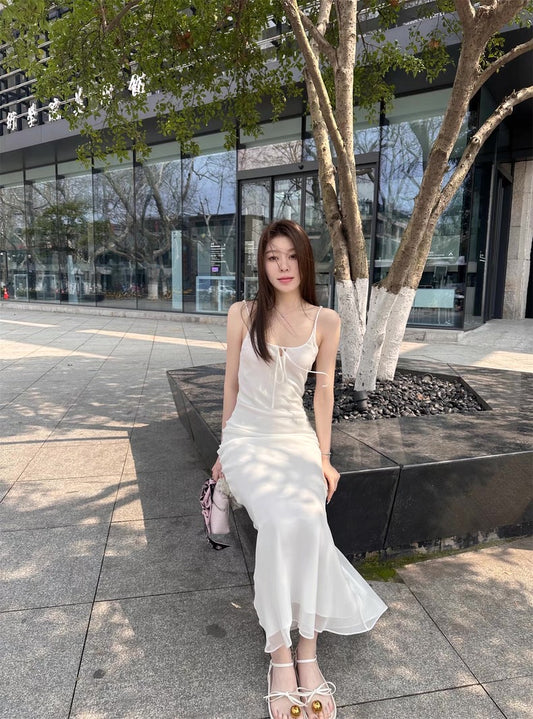 你很漂亮  百搭纯白单一连衣裙 A beautiful - versatile plain white dress