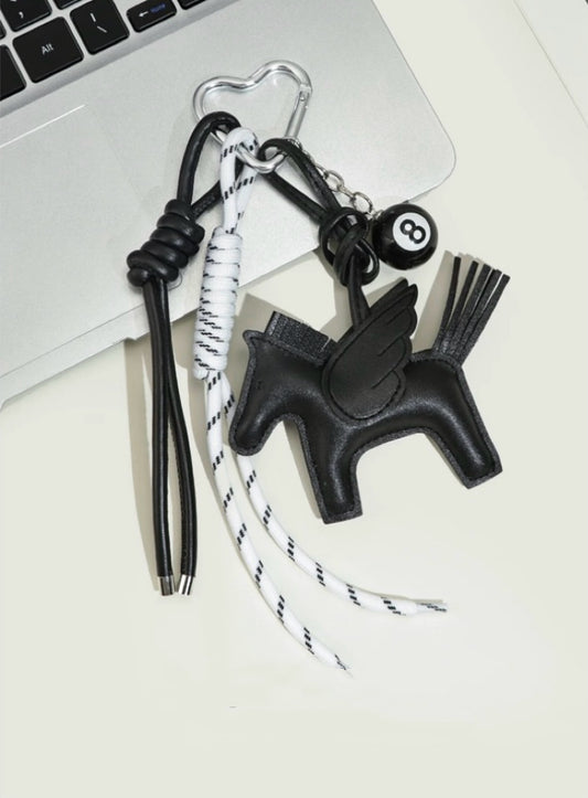 Leather Pegasus Lanyard Bag Charm