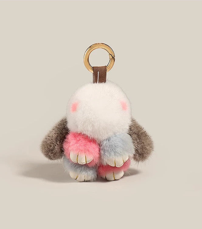 Fluffy Mink Bunny Bag Charm - Rainbow