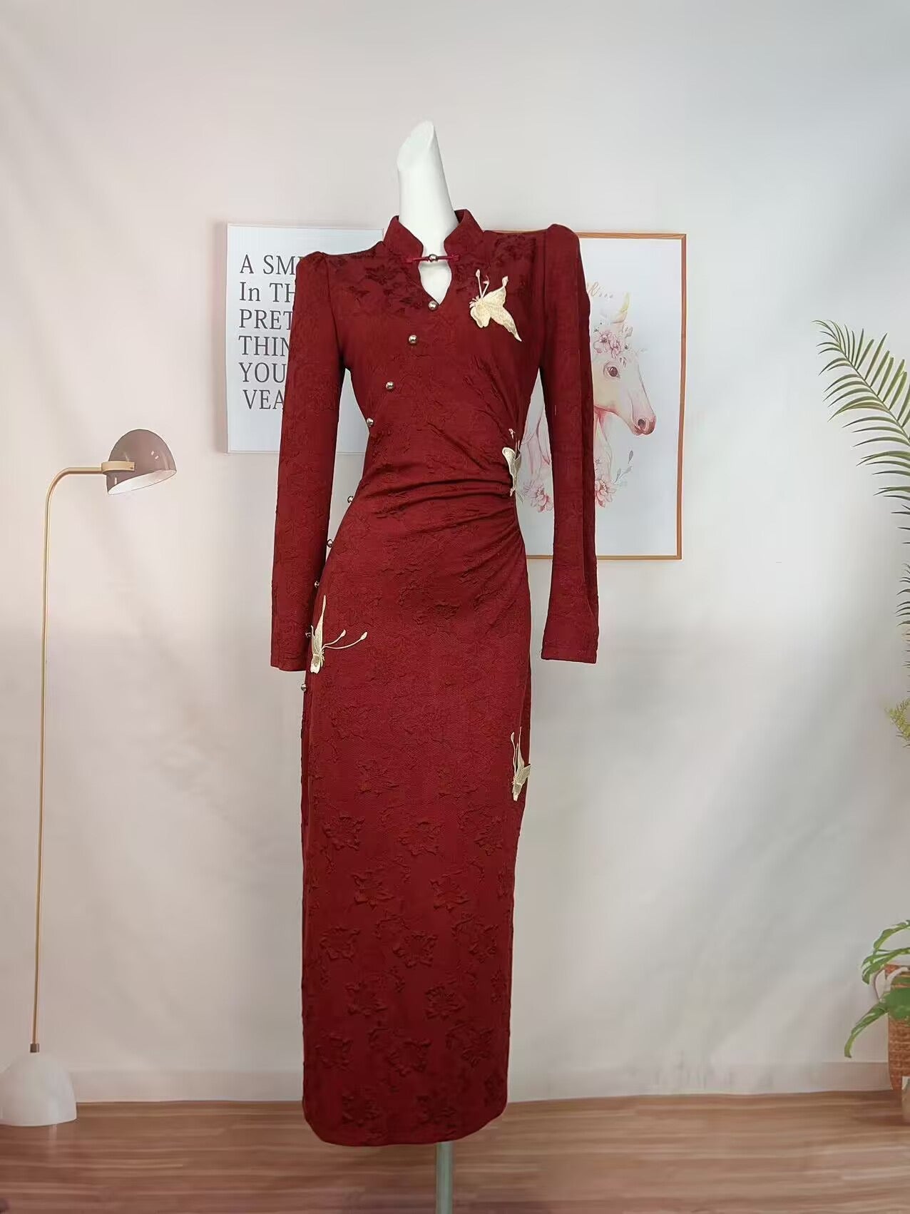 喜相逢 新中式改良旗袍订婚连衣裙 Xiangfeng New Chinese-Style Modernized Qipao Engagement Dress