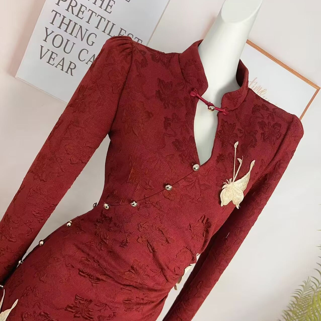 喜相逢 新中式改良旗袍订婚连衣裙 Xiangfeng New Chinese-Style Modernized Qipao Engagement Dress