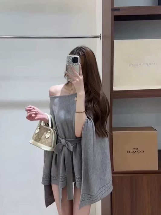 富士气质 奢感小富婆针织斗篷上衣 Fujisan Elegance Luxe Little Rich Lady Knitted Cape Top
