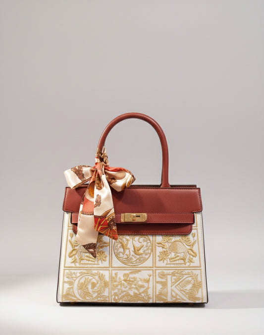 Lunar Embroidered Top Handle Bag