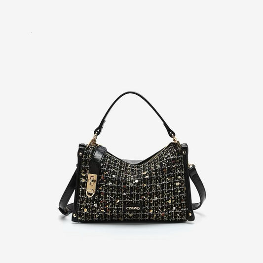 Urban Edge Tweed Chain-Strap Crossbody Bag