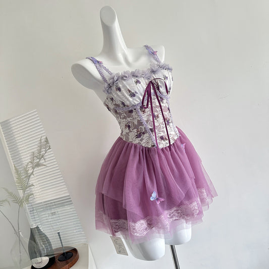 紫苑蝶 Aster Butterfly Summer New Pure Desire Style Slimming Camisole Dress