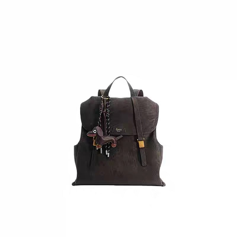 Time-Fold Carryall Brown Suede Backpack