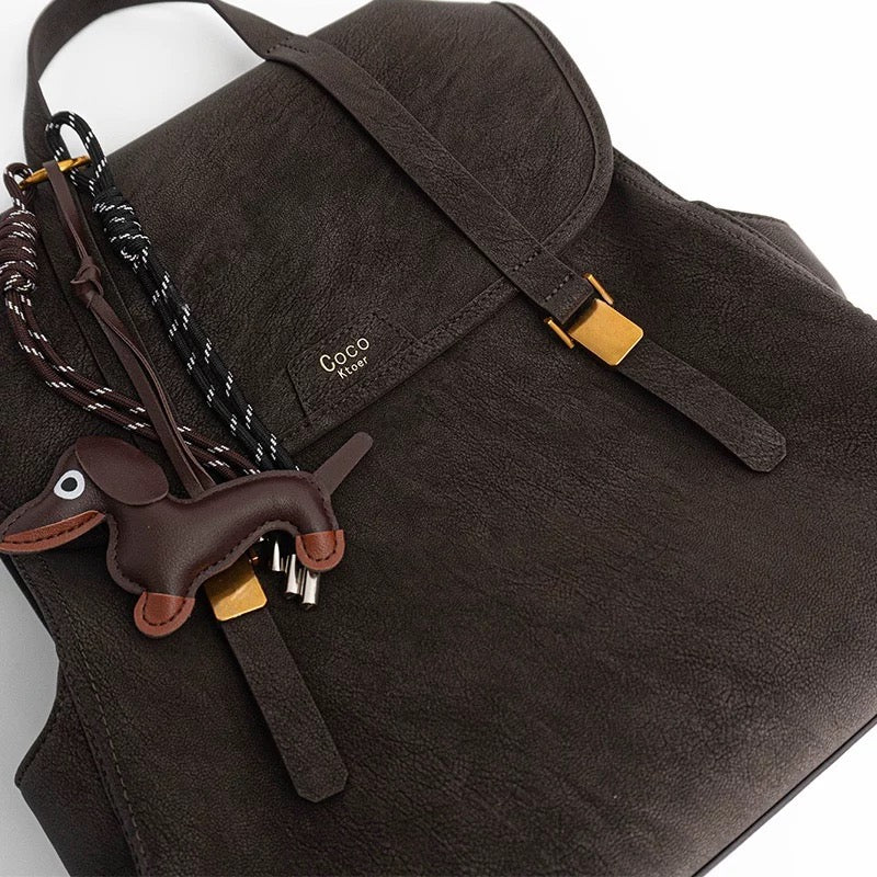 Time-Fold Carryall Brown Suede Backpack