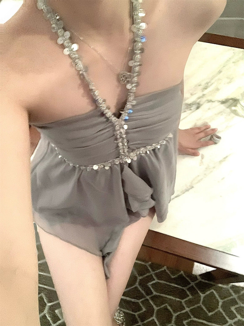 银河痕迹 手工钉钻绝美上衣 Galaxy Traces – Stunning Hand-Embellished Rhinestone Top