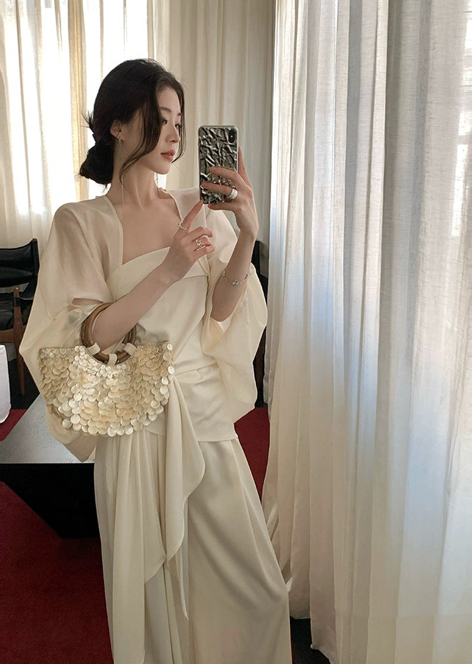 米兰假日 一字肩抹胸上衣阔腿裤套装  Milan Holiday – Off-Shoulder Bustier Top and Wide-Leg Pants Set