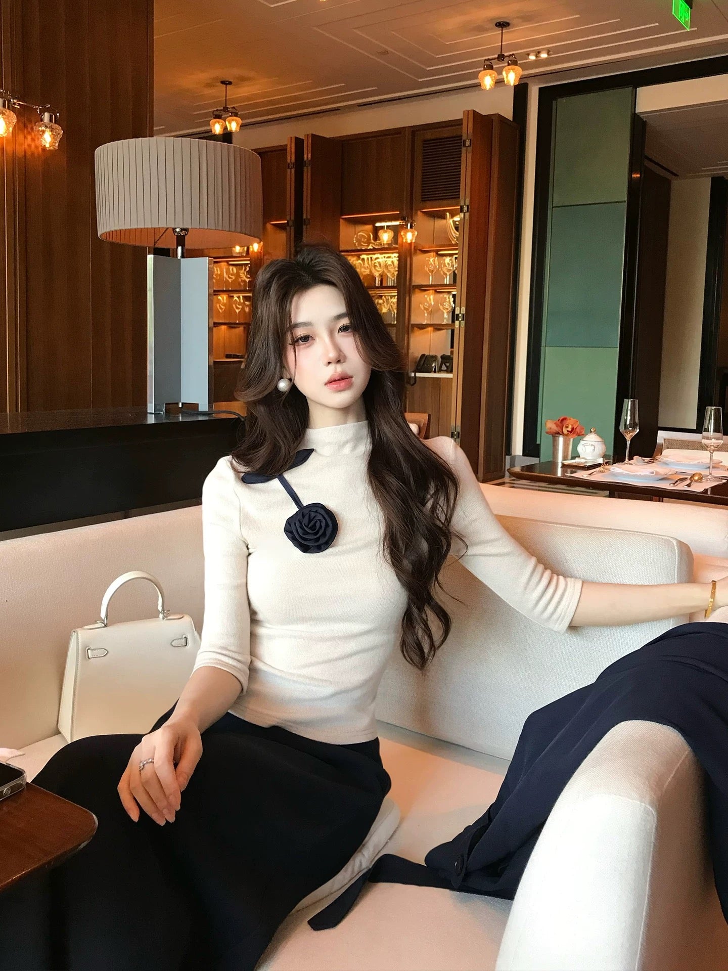 四季精英 新中式套装Urban Sophisticate 2-Piece Set Mock Neck Knit& Skirt