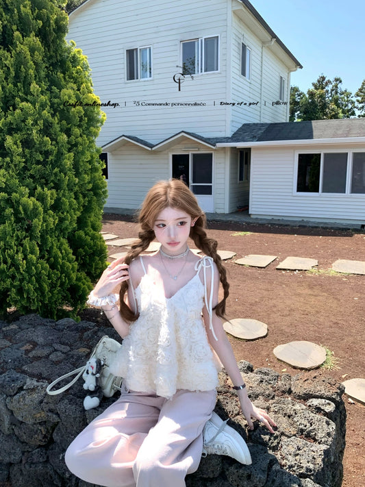 巴黎苏雪 山茶花吊带上衣 Paris Souxue – Camellia Spaghetti Strap Top