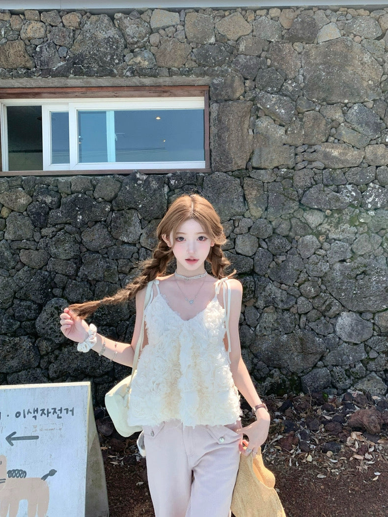 巴黎苏雪 山茶花吊带上衣 Paris Souxue – Camellia Spaghetti Strap Top