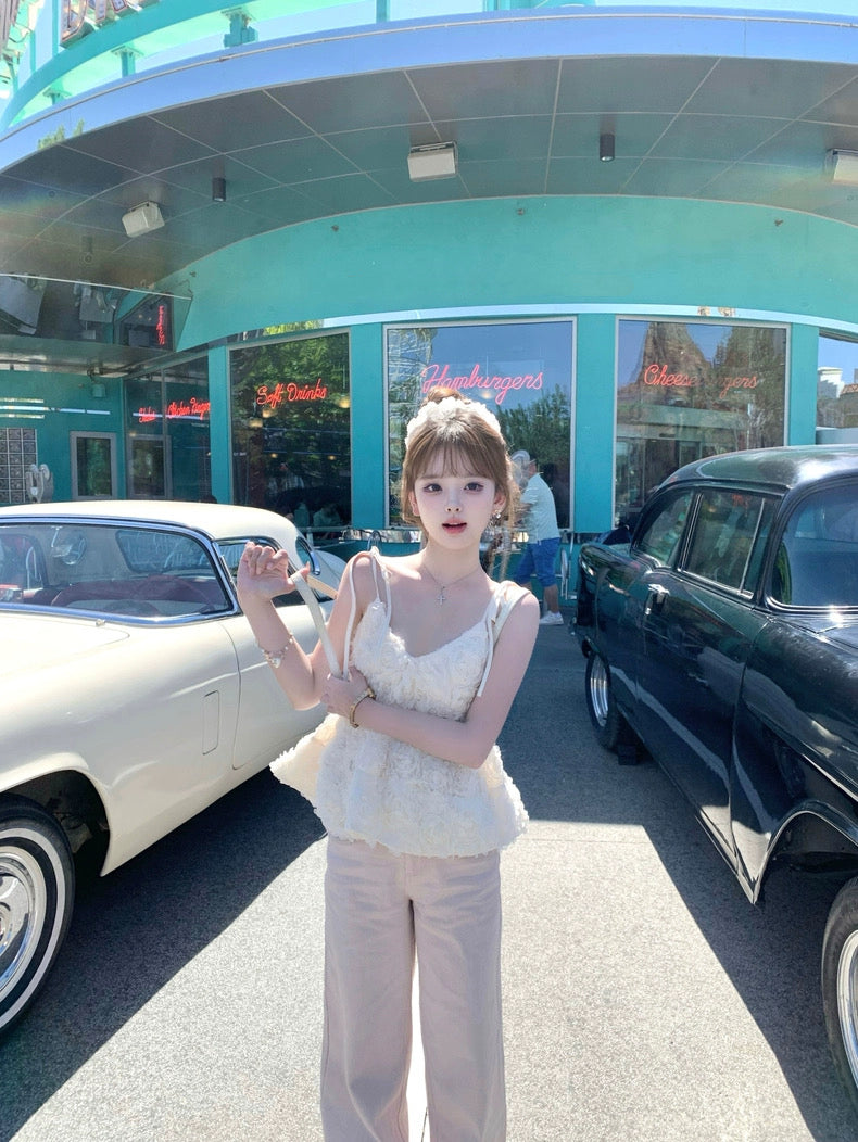 巴黎苏雪 山茶花吊带上衣 Paris Souxue – Camellia Spaghetti Strap Top