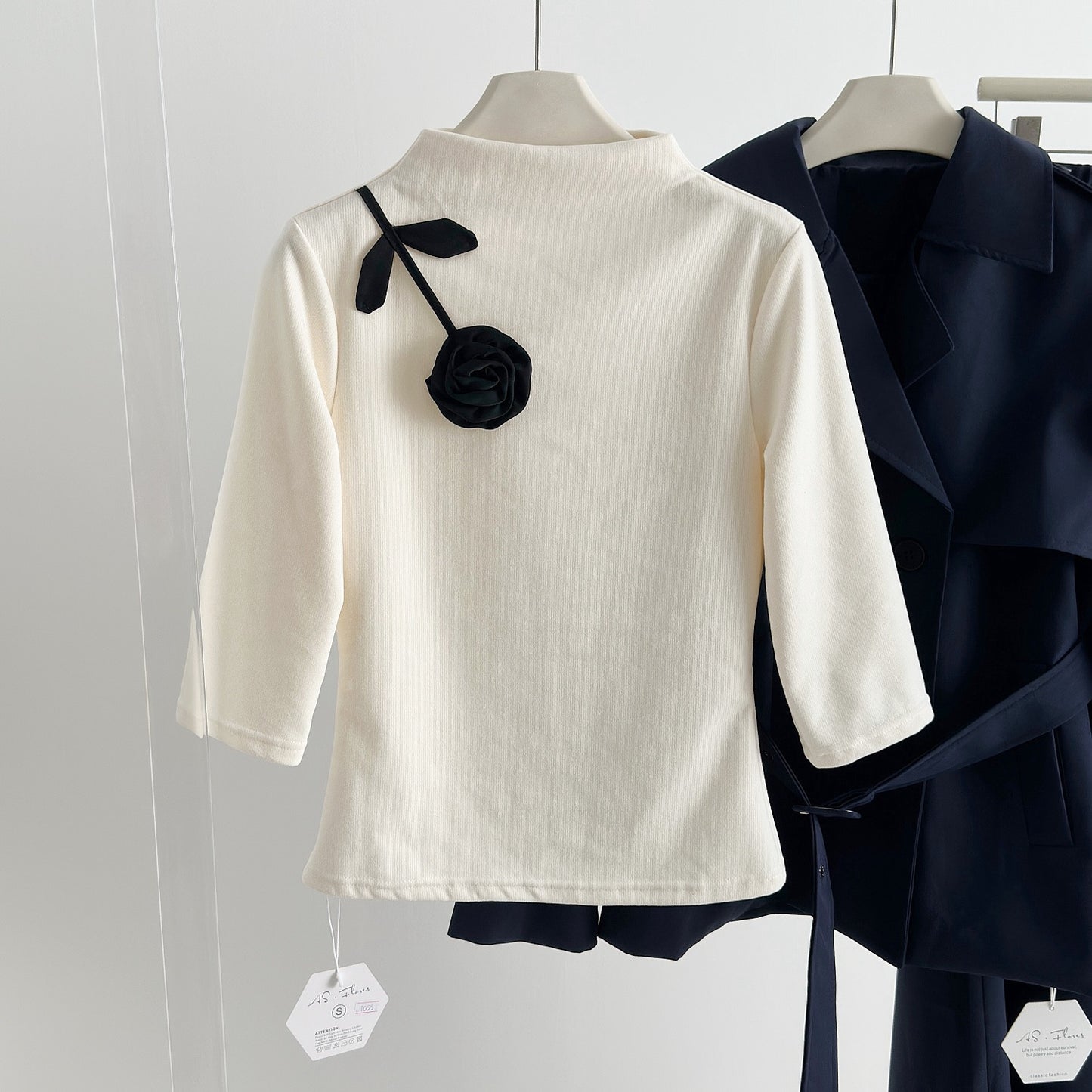 四季精英 新中式套装Urban Sophisticate 2-Piece Set Mock Neck Knit& Skirt