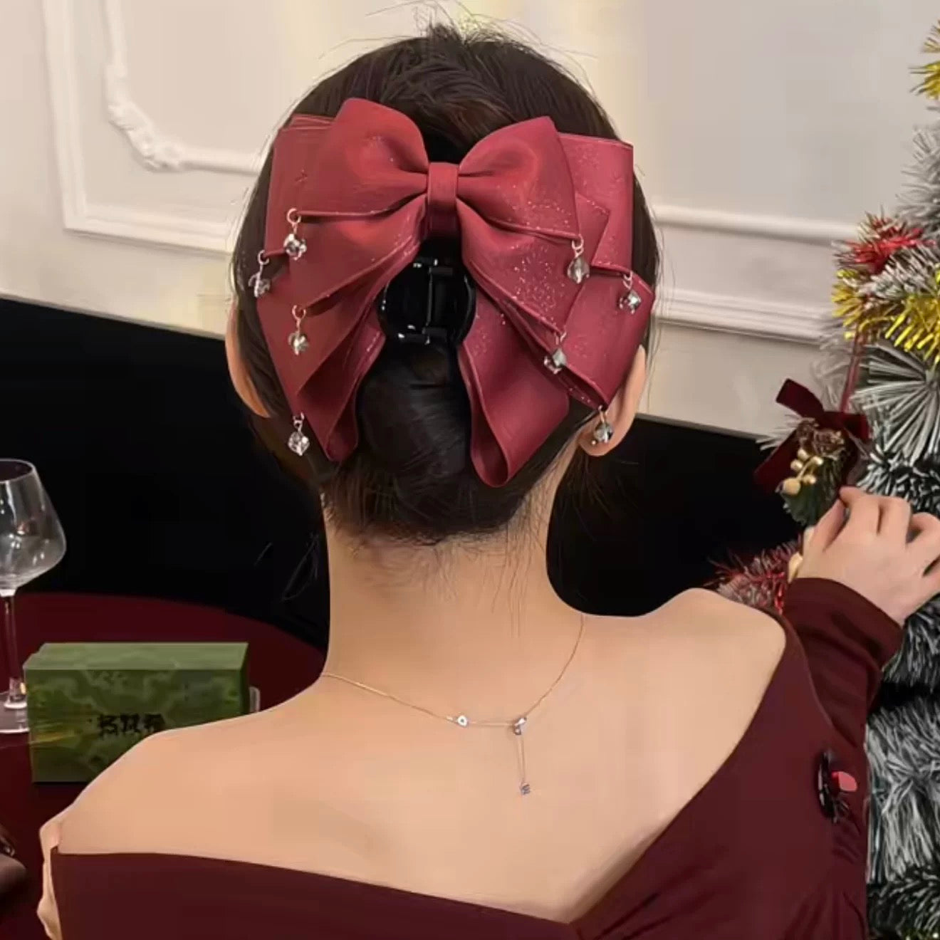 白夜梵星 浪漫气质蝴蝶结发夹 White Night Starry Romantic & Elegant Bow Hair Clip
