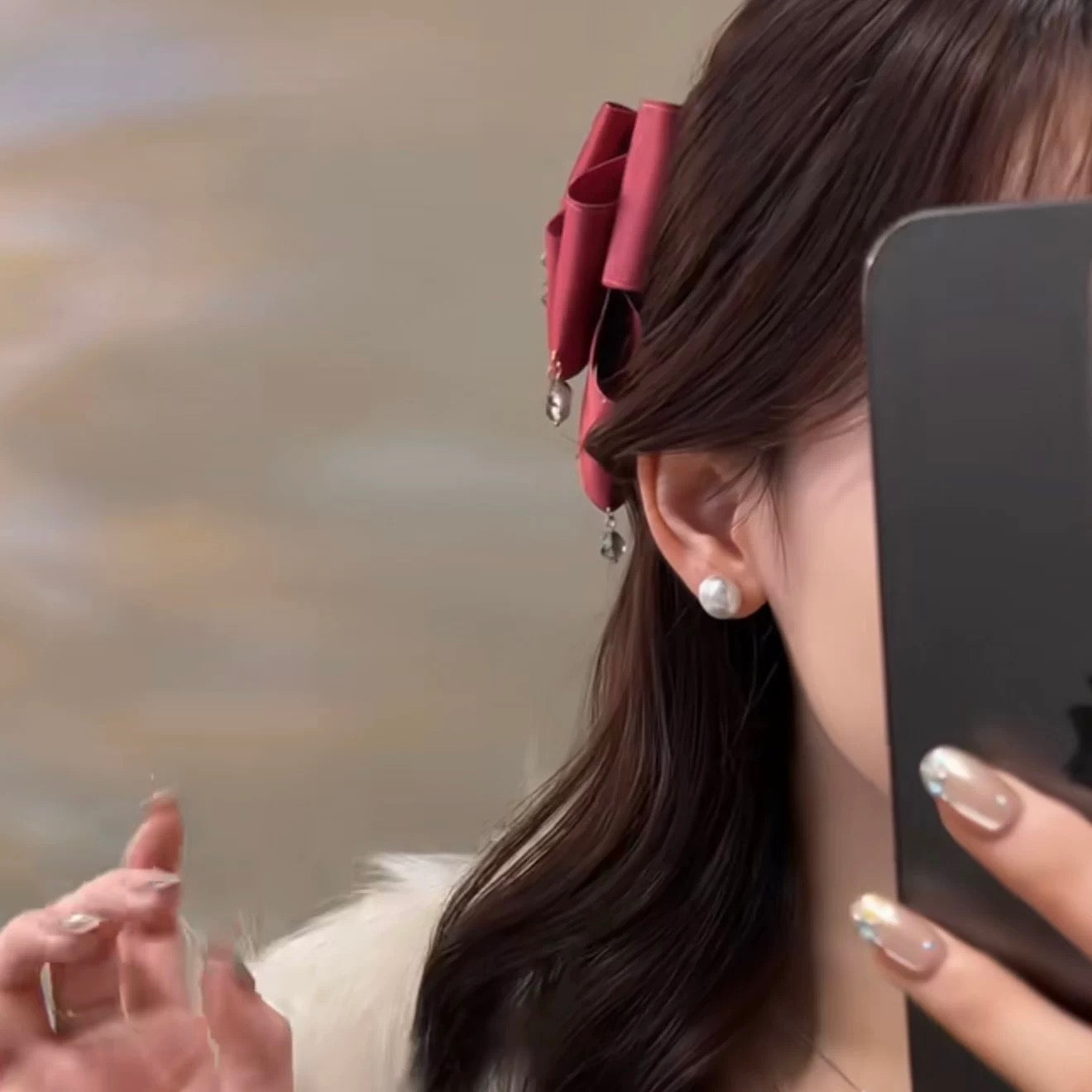 白夜梵星 浪漫气质蝴蝶结发夹 White Night Starry Romantic & Elegant Bow Hair Clip