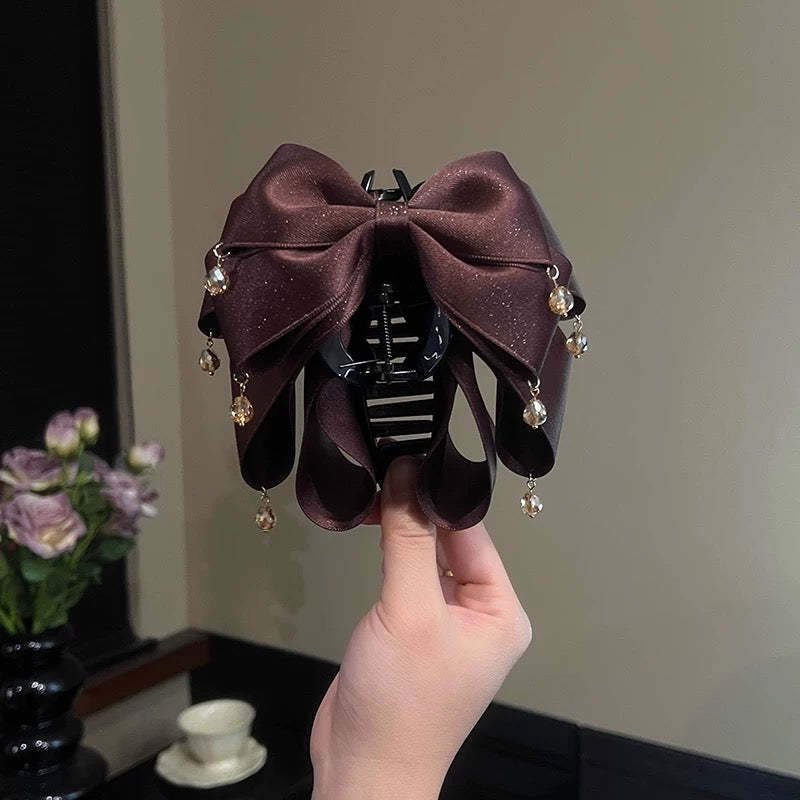 白夜梵星 浪漫气质蝴蝶结发夹 White Night Starry Romantic & Elegant Bow Hair Clip