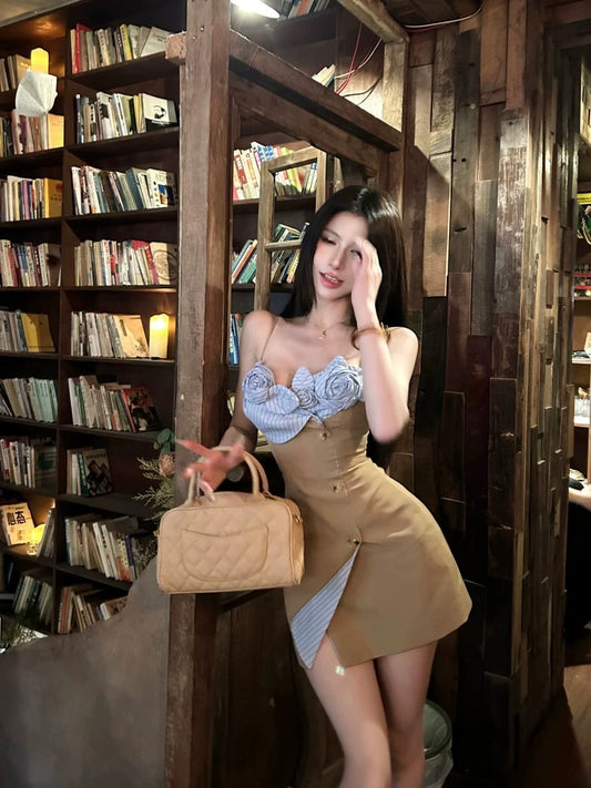玫瑰热浪 法式高级感衬衫包臀连衣裙 Rose Heatwave French-Style Elegant Shirt Bodycon Dress
