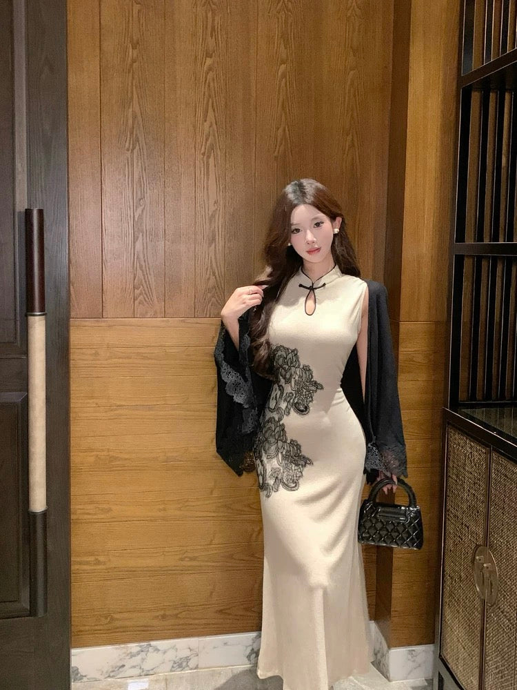 上海姑娘 新中式无袖旗袍开衫套装 Shanghai Girl – Modern Chinese Sleeveless Qipao Cardigan Set