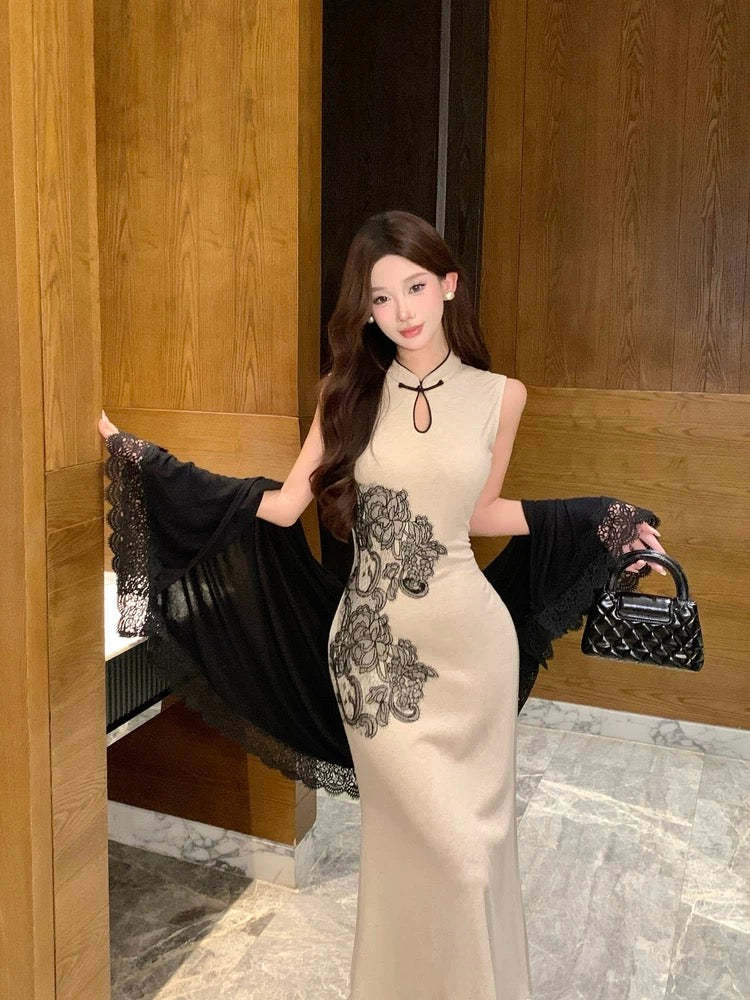 上海姑娘 新中式无袖旗袍开衫套装 Shanghai Girl – Modern Chinese Sleeveless Qipao Cardigan Set