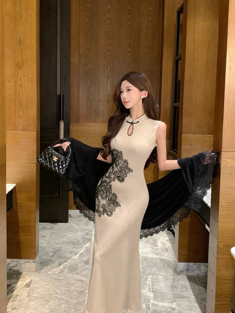 上海姑娘 新中式无袖旗袍开衫套装 Shanghai Girl – Modern Chinese Sleeveless Qipao Cardigan Set