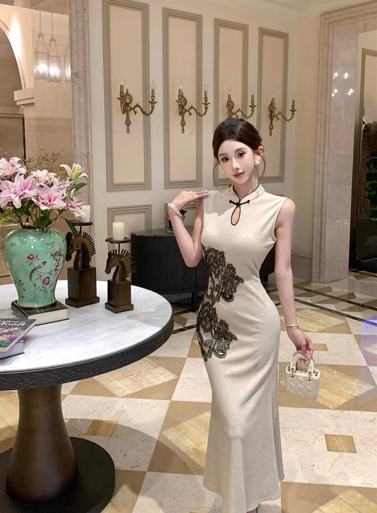 上海姑娘 新中式无袖旗袍开衫套装 Shanghai Girl – Modern Chinese Sleeveless Qipao Cardigan Set