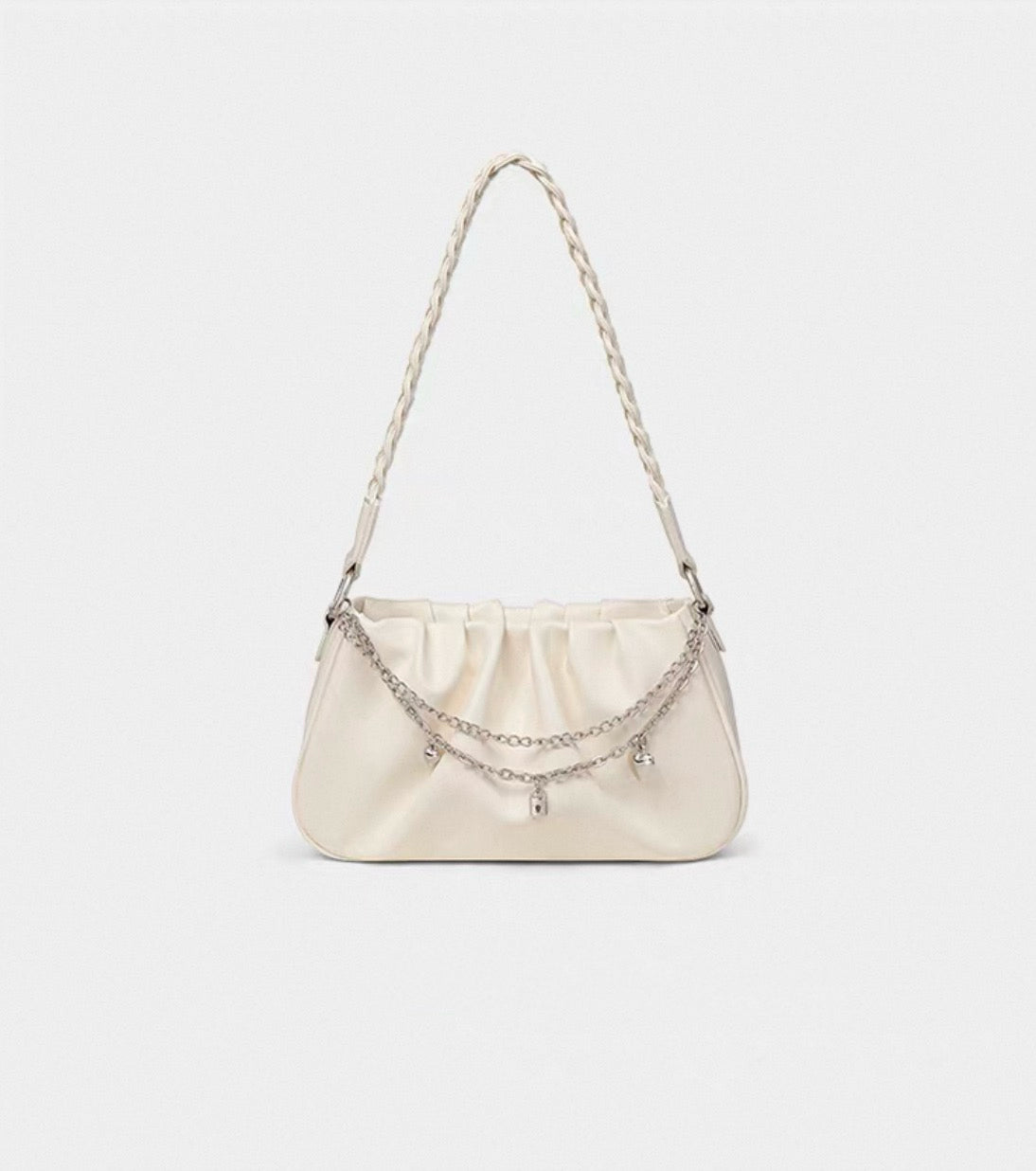 Cloud Candy Pleated Slouchy Crossbody Bag - White