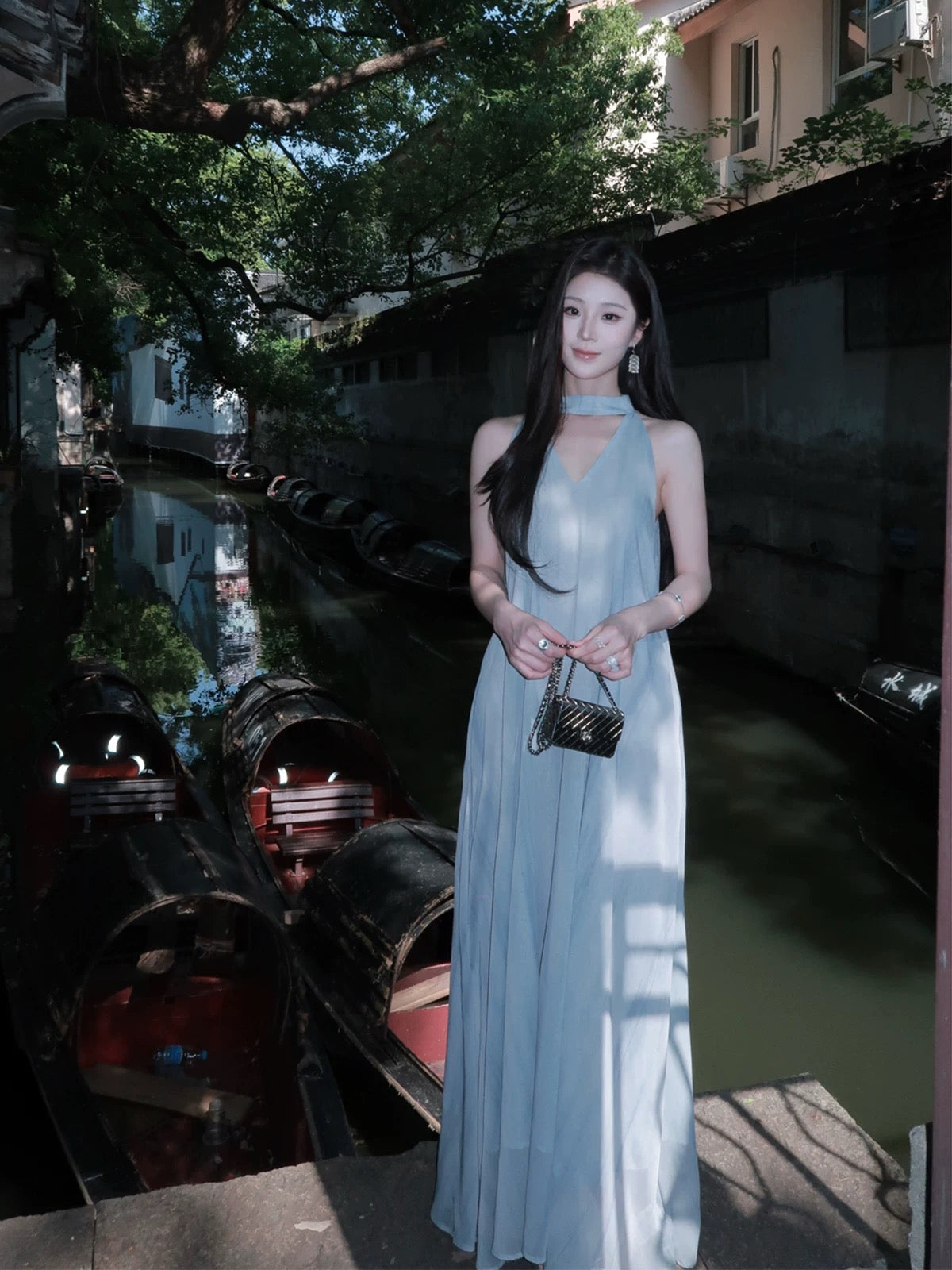 绿岛森莺 高级不撞款水墨肌理连衣裙 Green Island Forest Warbler High-End Unique Ink-Wash Textured Dress