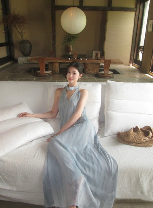 绿岛森莺 高级不撞款水墨肌理连衣裙 Green Island Forest Warbler High-End Unique Ink-Wash Textured Dress