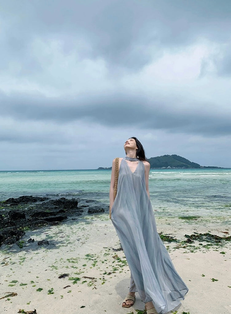 绿岛森莺 高级不撞款水墨肌理连衣裙 Green Island Forest Warbler High-End Unique Ink-Wash Textured Dress