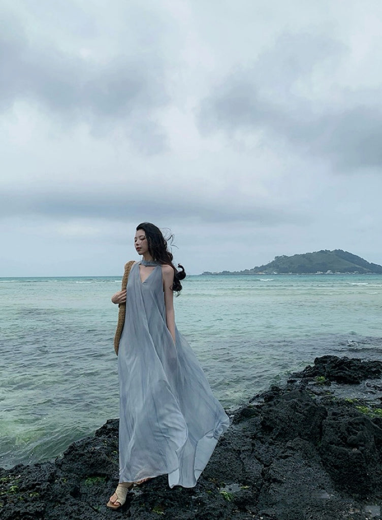 绿岛森莺 高级不撞款水墨肌理连衣裙 Green Island Forest Warbler High-End Unique Ink-Wash Textured Dress