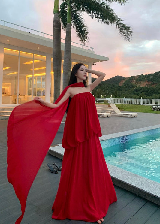 锦鲤跃 新中式红韵抹胸裙两件套 The Koi Queen | Aesthetic New Chinese Style Strapless Set