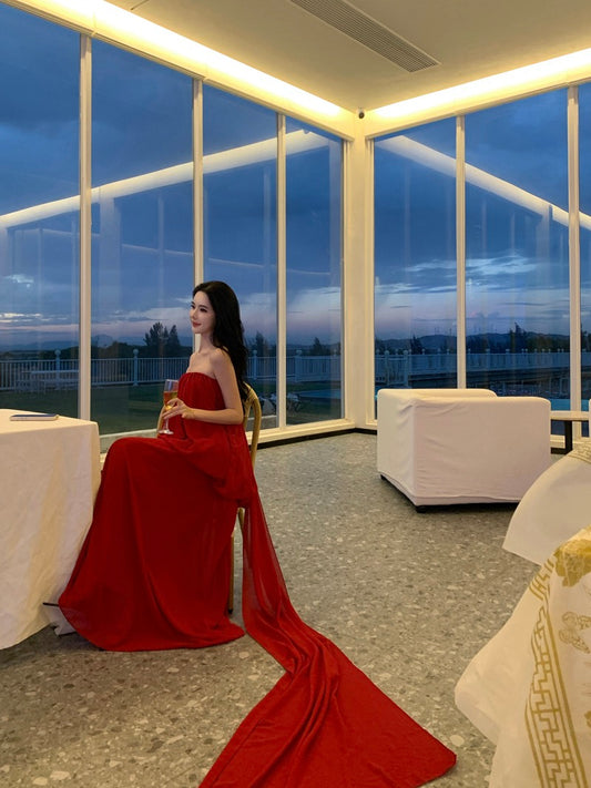 锦鲤跃 新中式红韵抹胸裙两件套 The Koi Queen | Aesthetic New Chinese Style Strapless Set