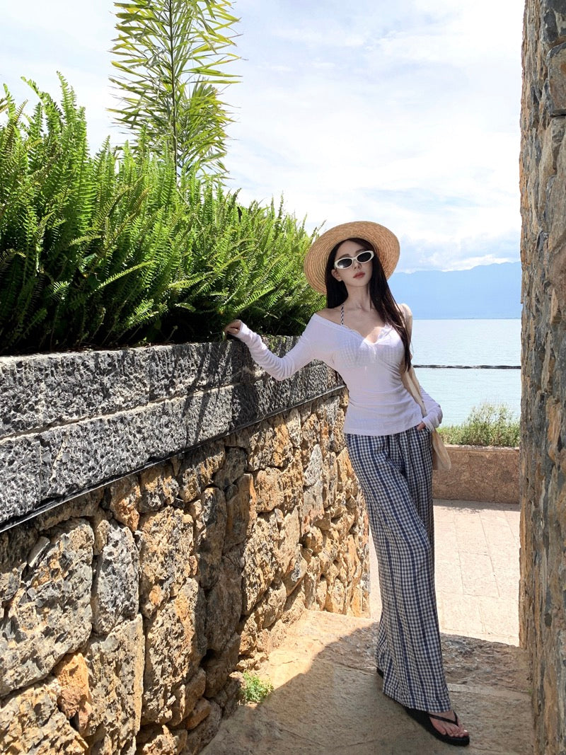 半糖主义 海边度假格纹比基尼三件套 The Sandy Checkmate | Sheer Cover-up & Plaid Bikini Combo