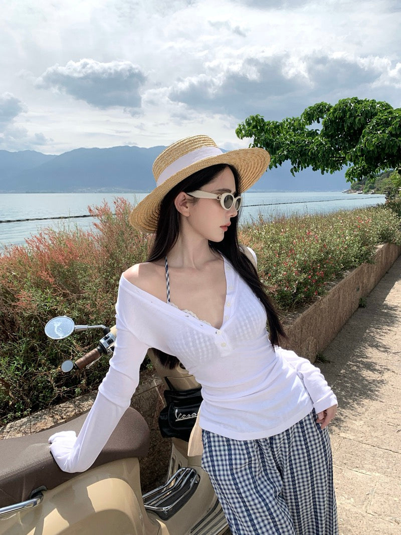 半糖主义 海边度假格纹比基尼三件套 The Sandy Checkmate | Sheer Cover-up & Plaid Bikini Combo