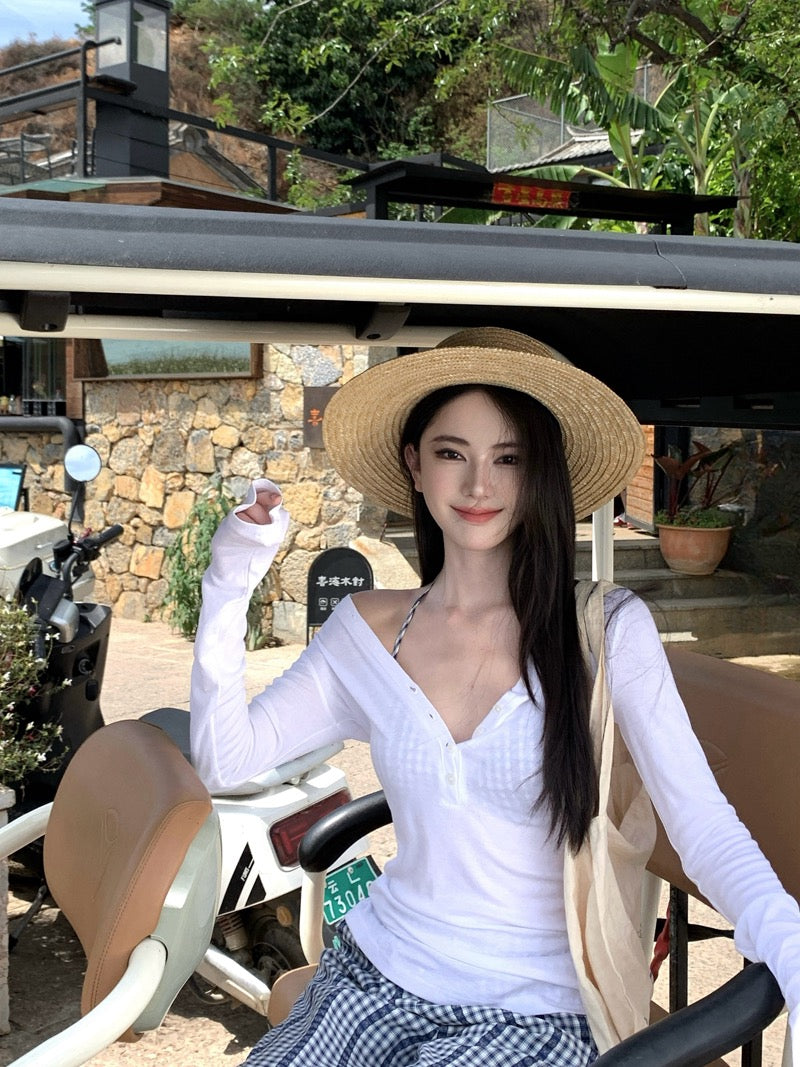 半糖主义 海边度假格纹比基尼三件套 The Sandy Checkmate | Sheer Cover-up & Plaid Bikini Combo