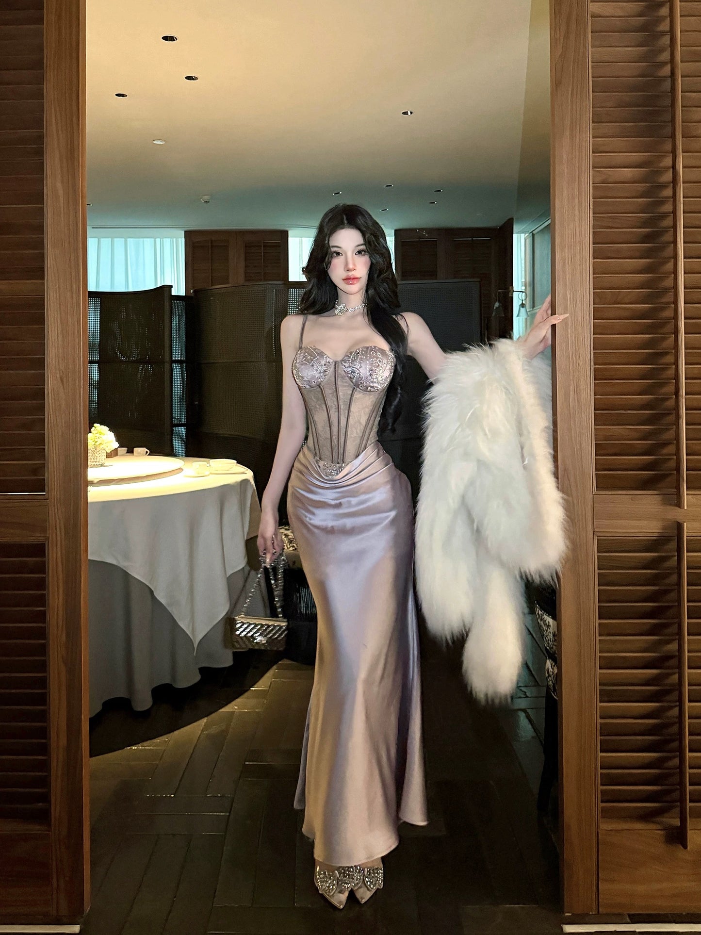 冷艳芳华 Chilly Elegance Purple Bodycon Long Dress