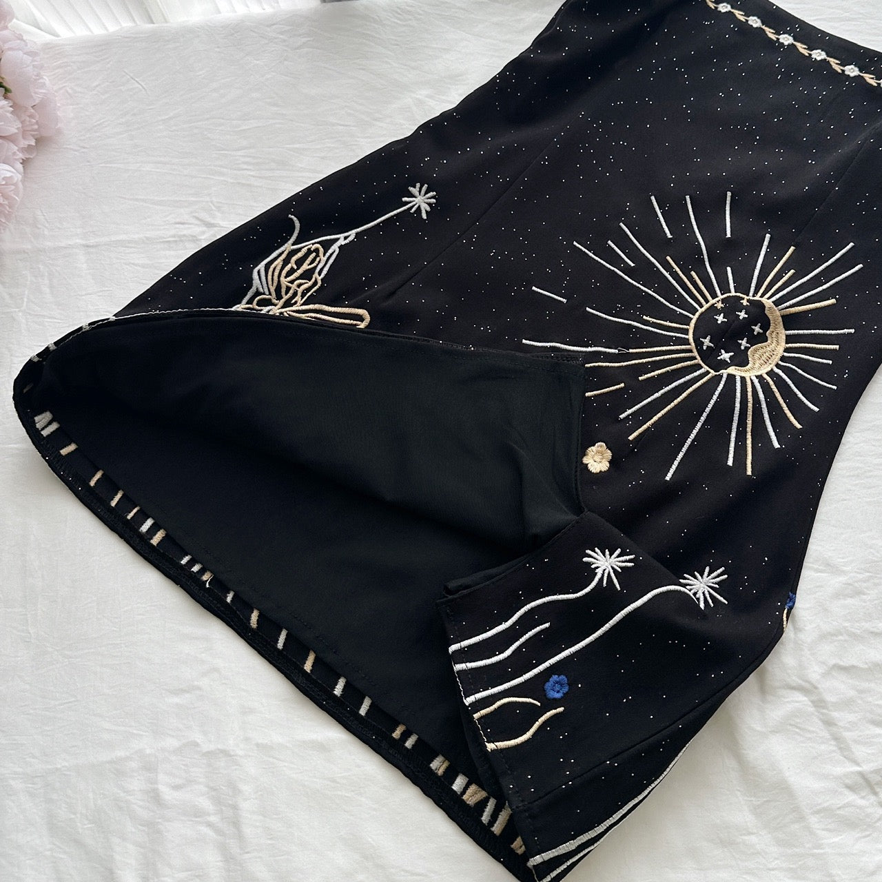 星河缪斯 复古刺绣开叉连衣裙 Galaxy Muse Vintage Embroidered Slit Dress
