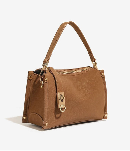 Amber Radiance Vintage Box Crossbody Bag - Amber Brown