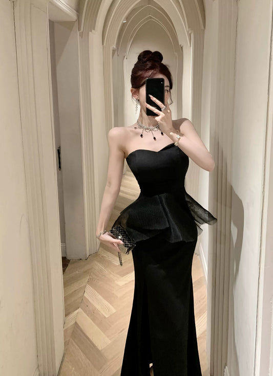姐姐聚会 性感抹胸法式气质连衣裙 Sister’s Gathering Sexy Strapless French-Style Elegant Dress
