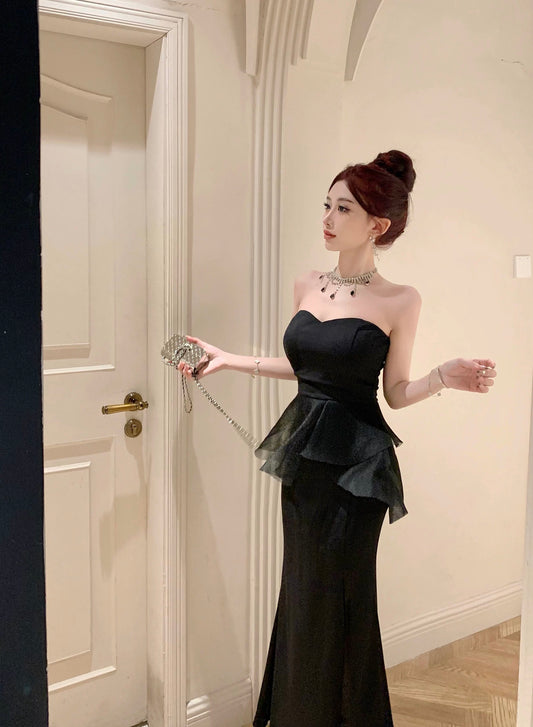 姐姐聚会 性感抹胸法式气质连衣裙 Sister’s Gathering Sexy Strapless French-Style Elegant Dress