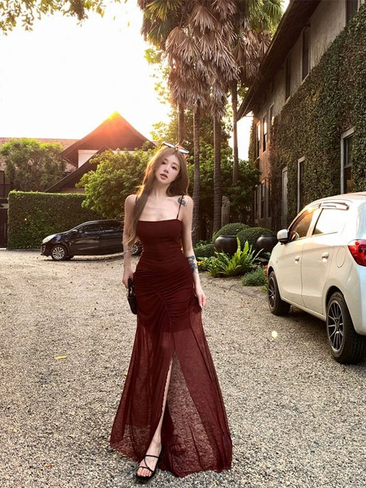 加州往事 拼接网纱吊带连衣裙 California Reverie Contrast Mesh Camisole Maxi Dress