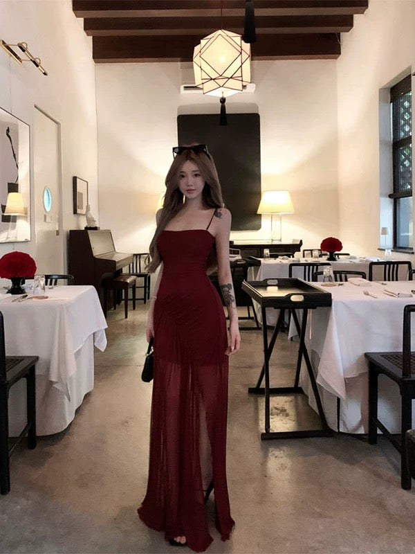 加州往事 拼接网纱吊带连衣裙 California Reverie Contrast Mesh Camisole Maxi Dress