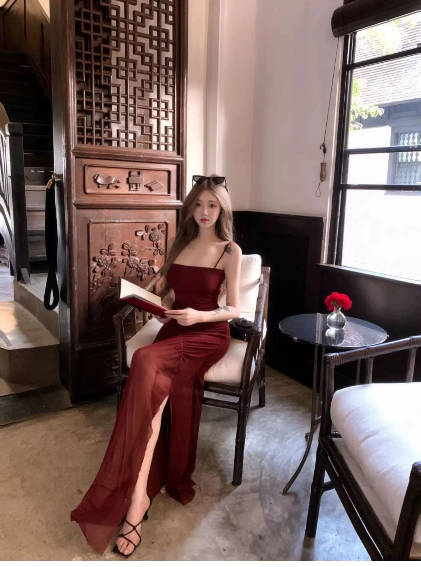 加州往事 拼接网纱吊带连衣裙 California Reverie Contrast Mesh Camisole Maxi Dress